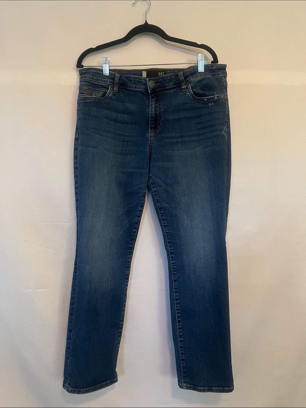 Kut from the Kloth Women's Medium Dark Blue Straight Leg Jeans, Size 12P